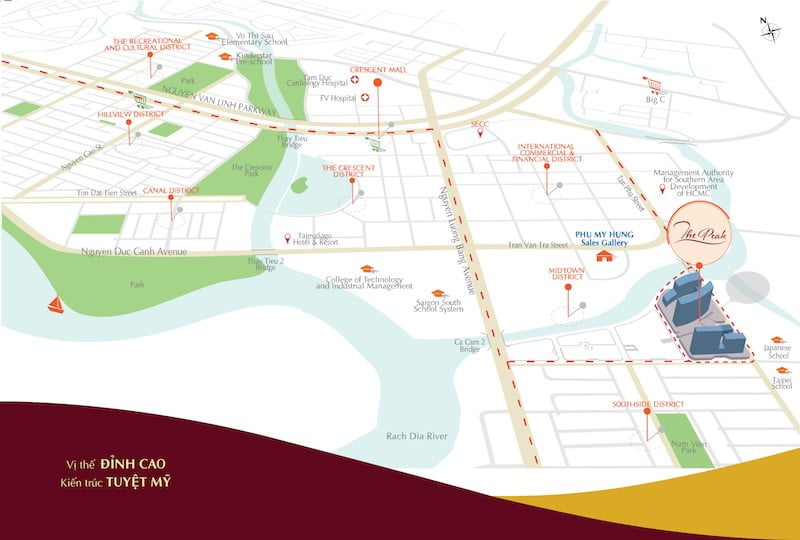 Vị trí Midtown giữa trung tâm Phú Mỹ Hưng, Quận 7